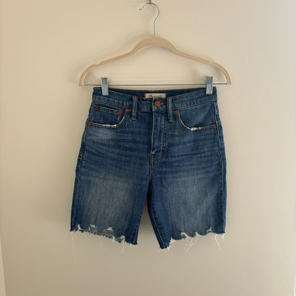 Madewell High-Rise Denim Mid-Length Shorts Size 24 L0367 - Picture 4 of 8